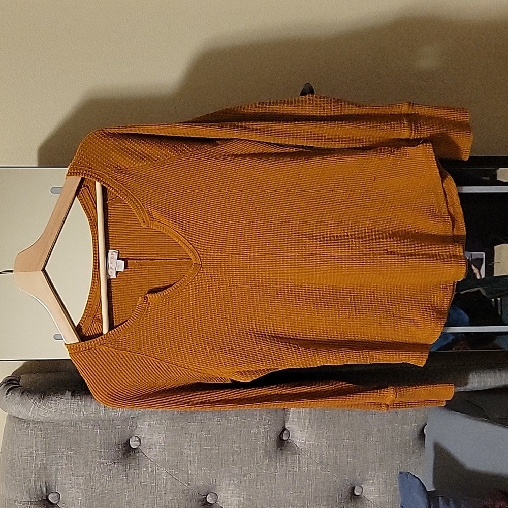 Medium Knox rose burnt orange waffle long sleeve top
